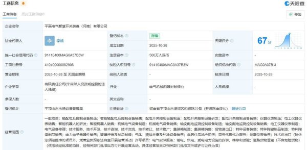 仁信 平高电气成立新公司，含智能机器人业务